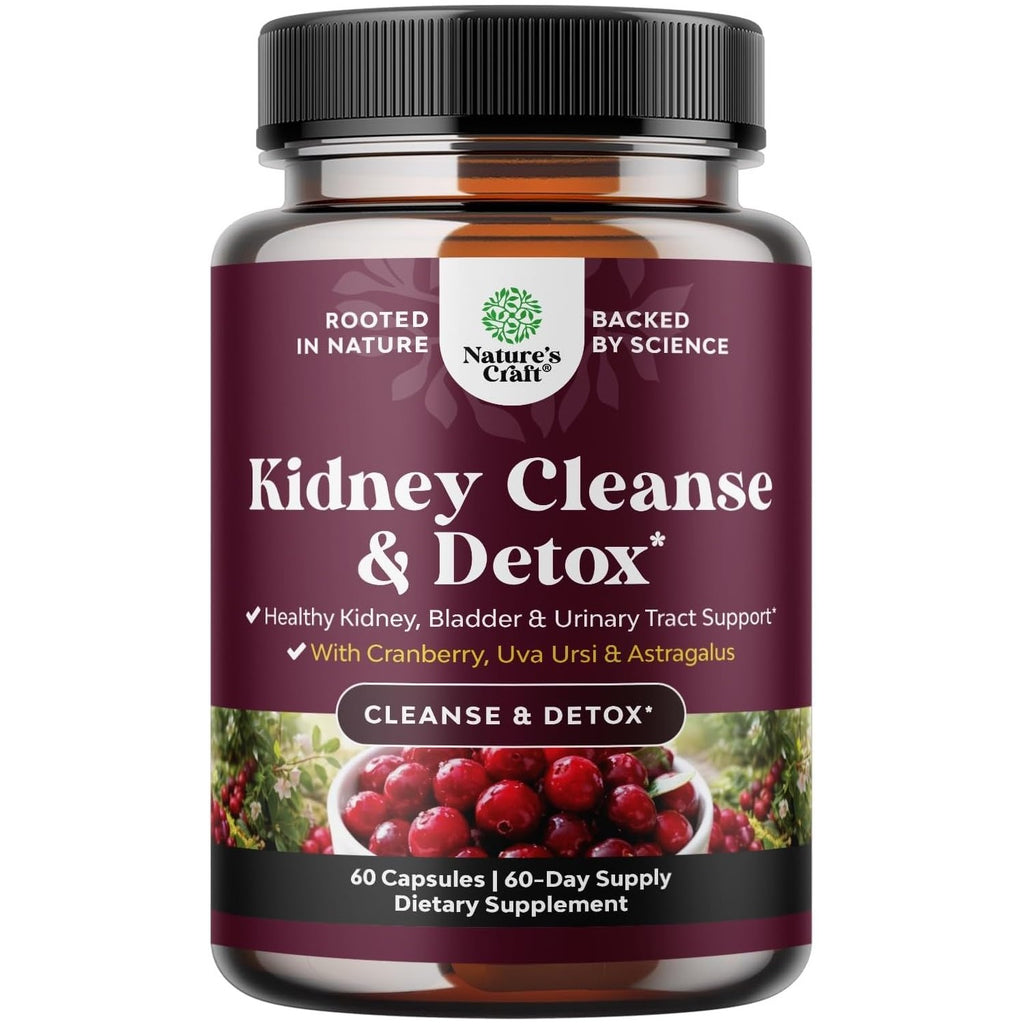 Advanced Kidney Cleanse Support - Cranberry Extract Capsules - 60 Count | Kidney Support Supplement - Uva Ursi, Stinging Nettle Leaf & Astragalus for Kidney Health - Urinary Tract Health Support
