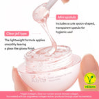 Abib PDRN Vegan Collagen Lip Mask Glazed with clear gel texture. Order online for a glossy finish and included mini spatula.