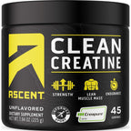 Ascent Clean Creatine Monohydrate, Creapure, Unflavored, 100 Servings