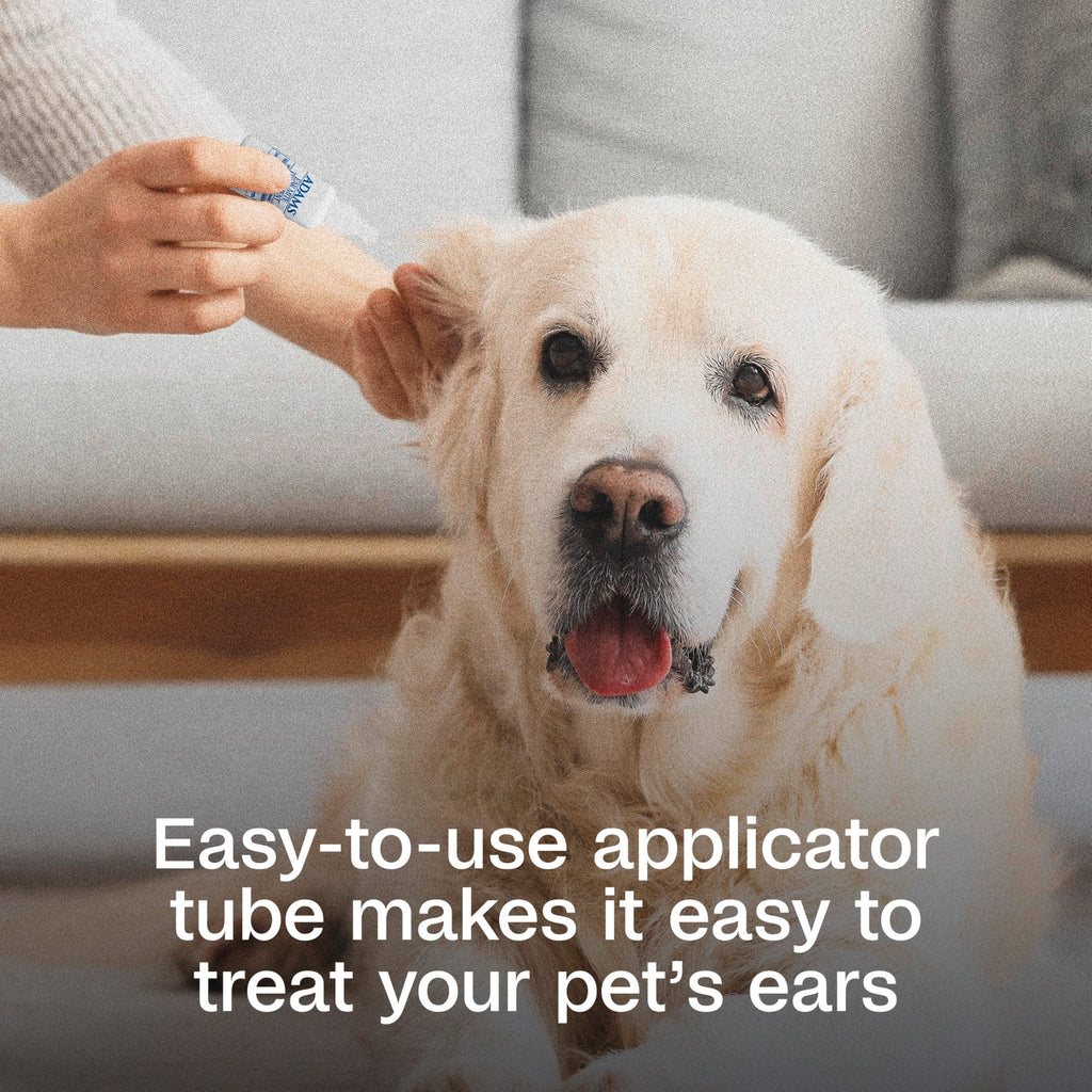 ADAMS Ear Mite Treatment in official packaging, featuring an easy-to-use applicator for effective ear care. Available at Curat Cart.