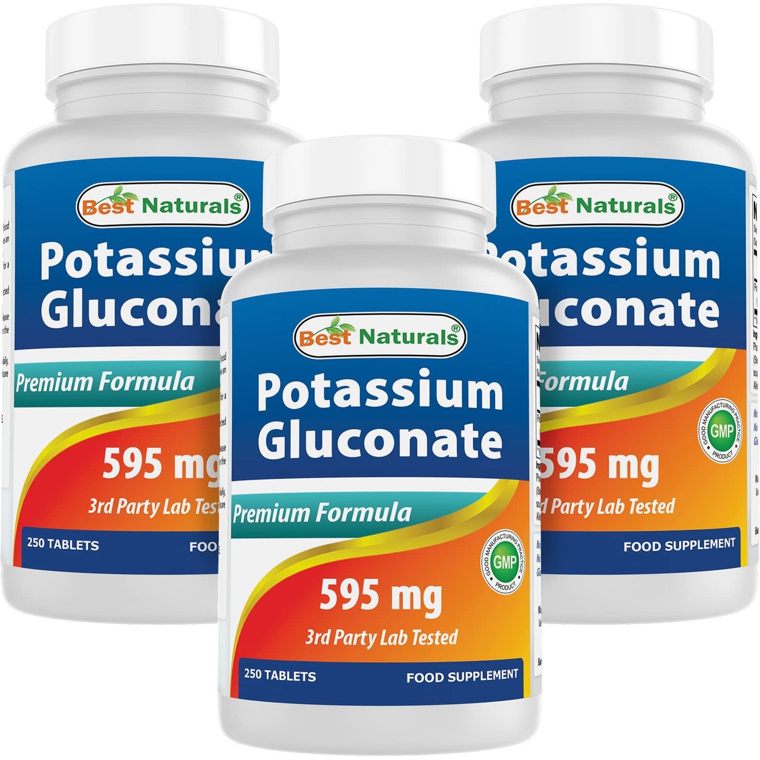 Best Naturals Potassium Gluconate 595 mg 250 Tablets (250 Count (Pack of 2))