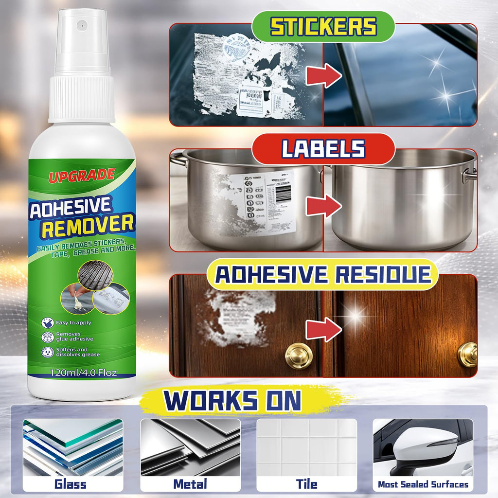Discover the Adhesive Remover Spray Kit, specially curated by Curat Cart, effective on glass, metal, and tiles for effortless sticker removal.