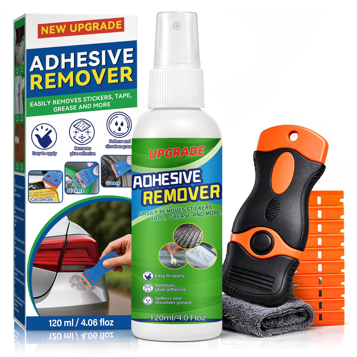 Discover the premium imported Adhesive Remover Spray Kit from Curat Cart, designed for effortless removal of stickers, tape, and grease.