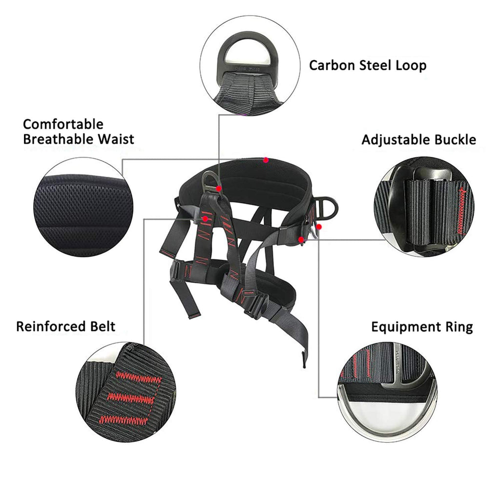 Discover the Adjustable Climbing Harness Safety Belt, specially curated by Curat Cart for ultimate safety and comfort during climbs.