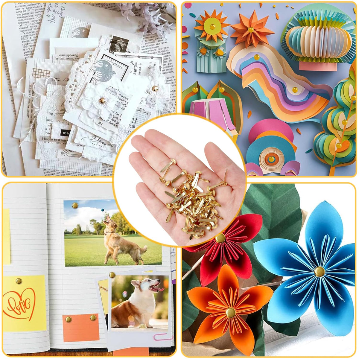 Enhance your projects with ADULLPONY Gold Brads Paper Fasteners, specially curated by Curat Cart for exclusive crafting needs.