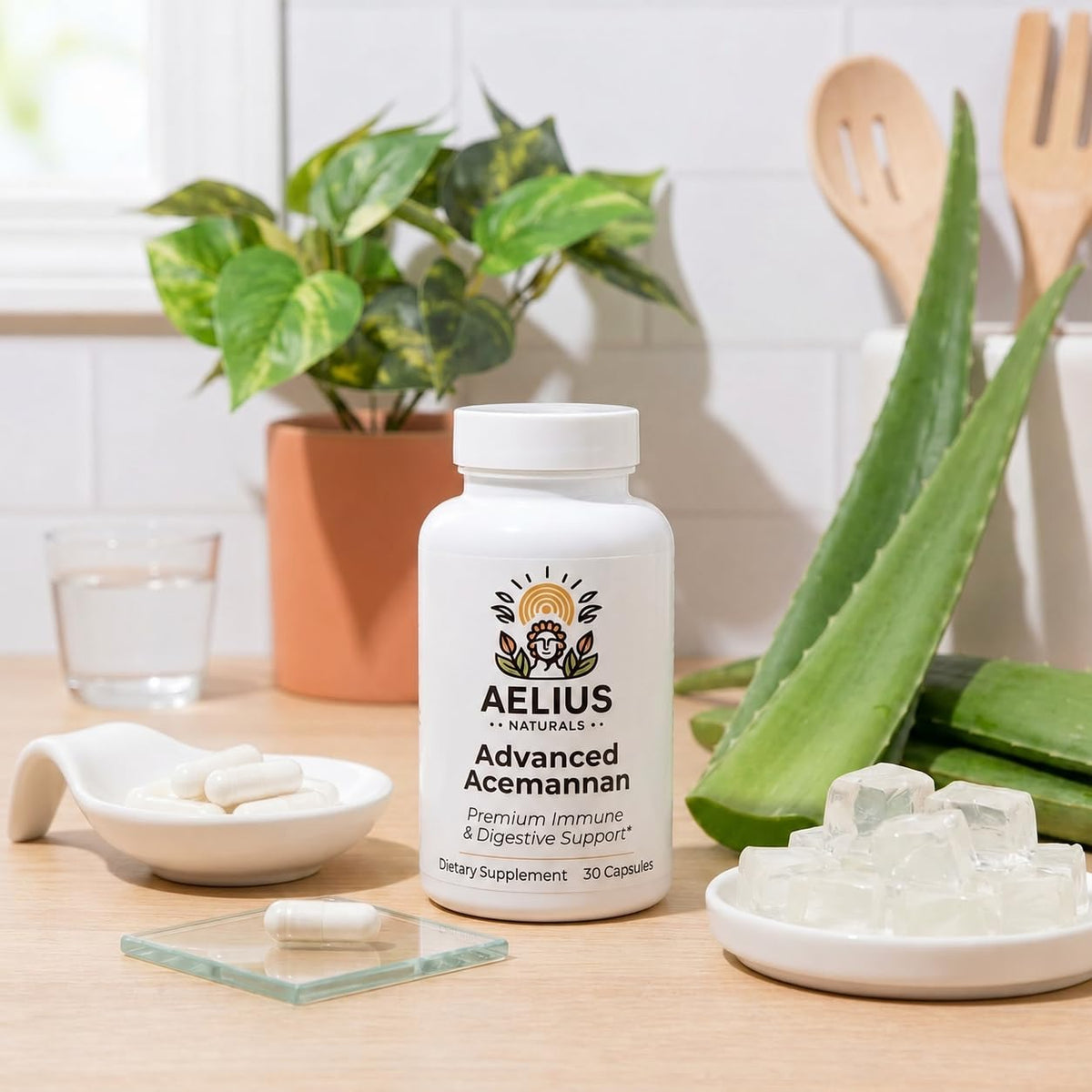Acemannan Aloe Vera Supplement in official packaging offers premium immune and digestive support. Available at Curat Cart.