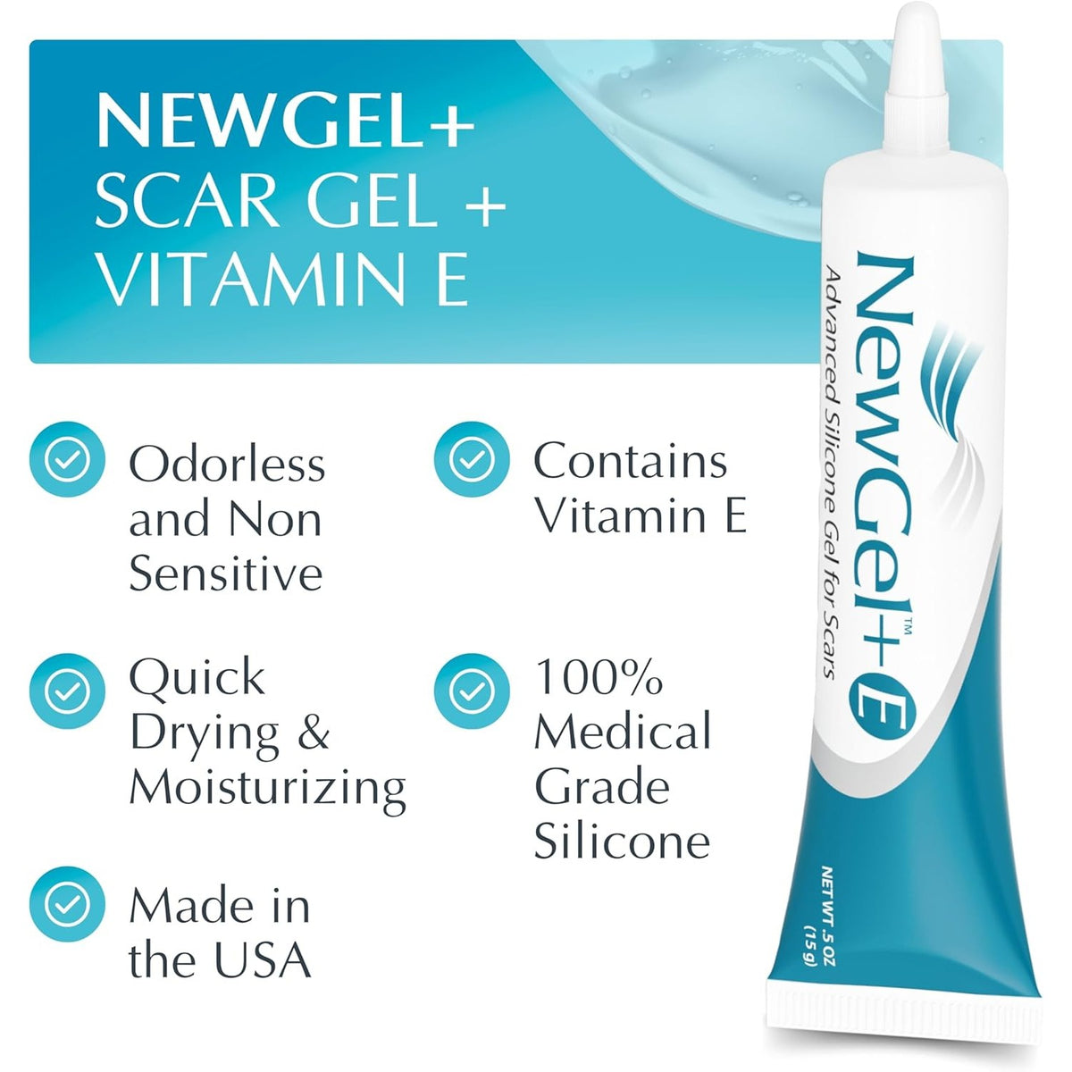 NewGel Plus Silicone Scar Gel with Vitamin E, odorless and quick drying. Order online for delivery in India.