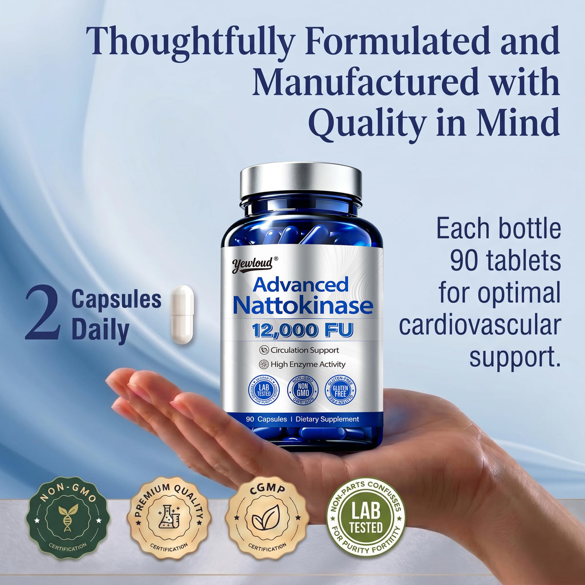 Advanced Nattokinase Serrapeptase Lumbrokinase, specially curated by Curat Cart for optimal cardiovascular support. Quality assured.