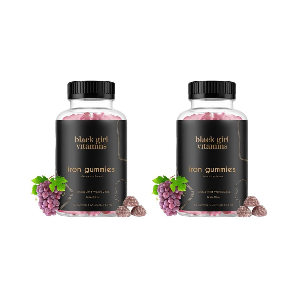 Black Girl Vitamins - Iron Gummies (20 mg), Supports Iron Deficiency & Anemia, Gluten-Free, Gelatin Free, Made in The USA (Grape, 60 Count) 30 Day Supply