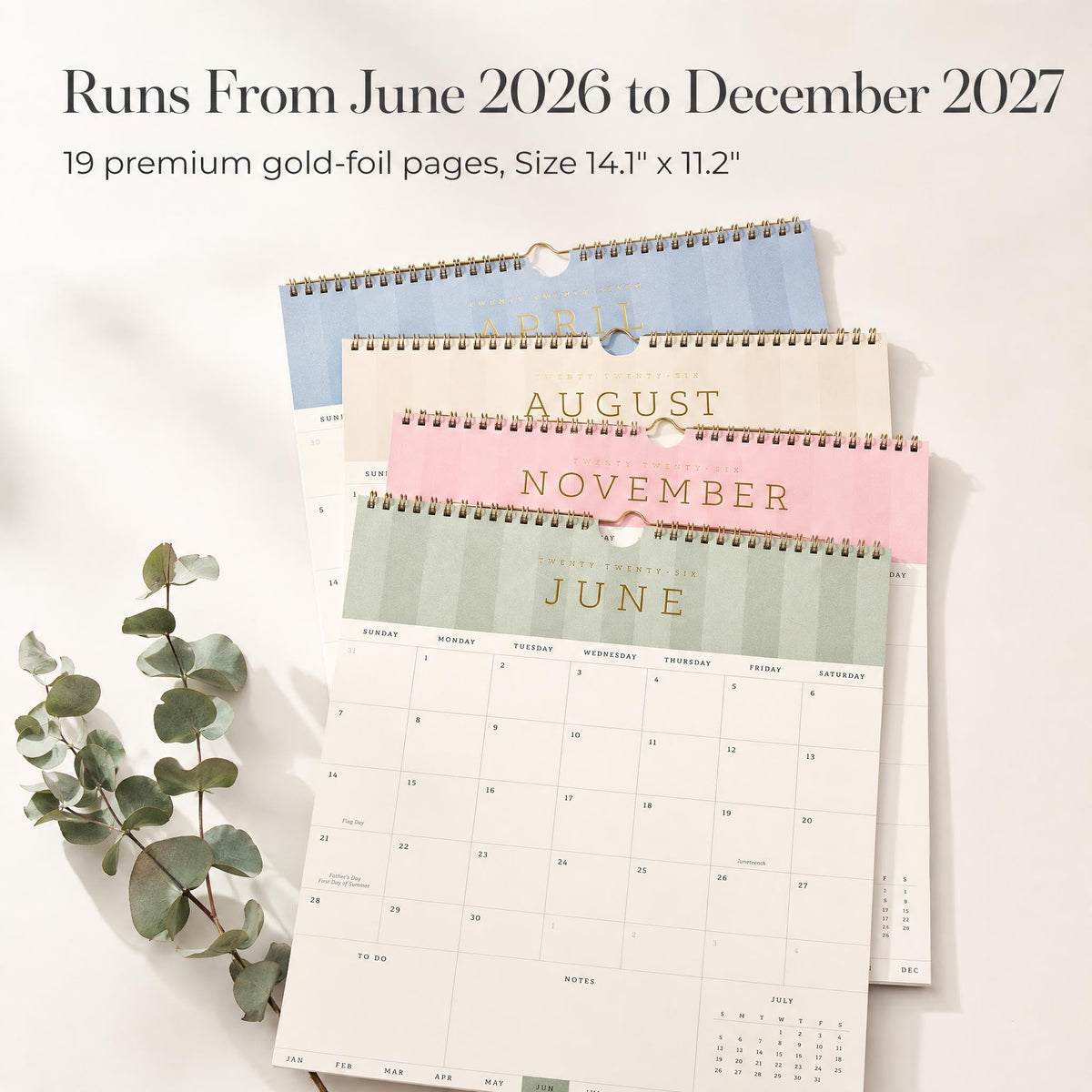 Elevate your space with the Aesthetic Wall Calendar, featuring 19 premium gold-foil pages from Curat Cart. Perfect for planning ahead.