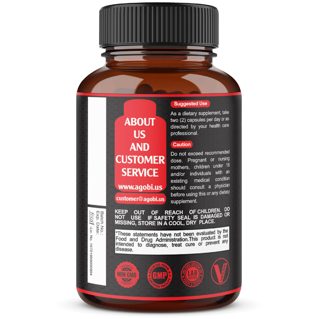 Agobi Testosterone Supplement for Men in official packaging, featuring high-quality finish and essential usage details. Available at Curat Cart.