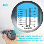 Discover the exclusive Agriculture Solutions Salinity Refractometer, measuring salinity and specific gravity efficiently. Specially curated by Curat Cart.