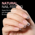 AILLSA Short Almond Nail Tips offer a natural feel with super thin edges and a pre-shaped design for a perfect fit. Verified by CuratCart.