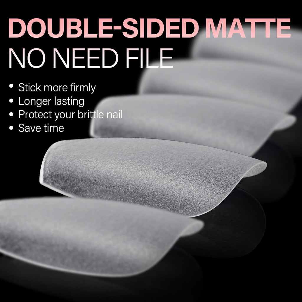 AILLSA's 450PCS double-sided matte almond nail tips offer firm adhesion and protection for longer-lasting, beautiful nails.