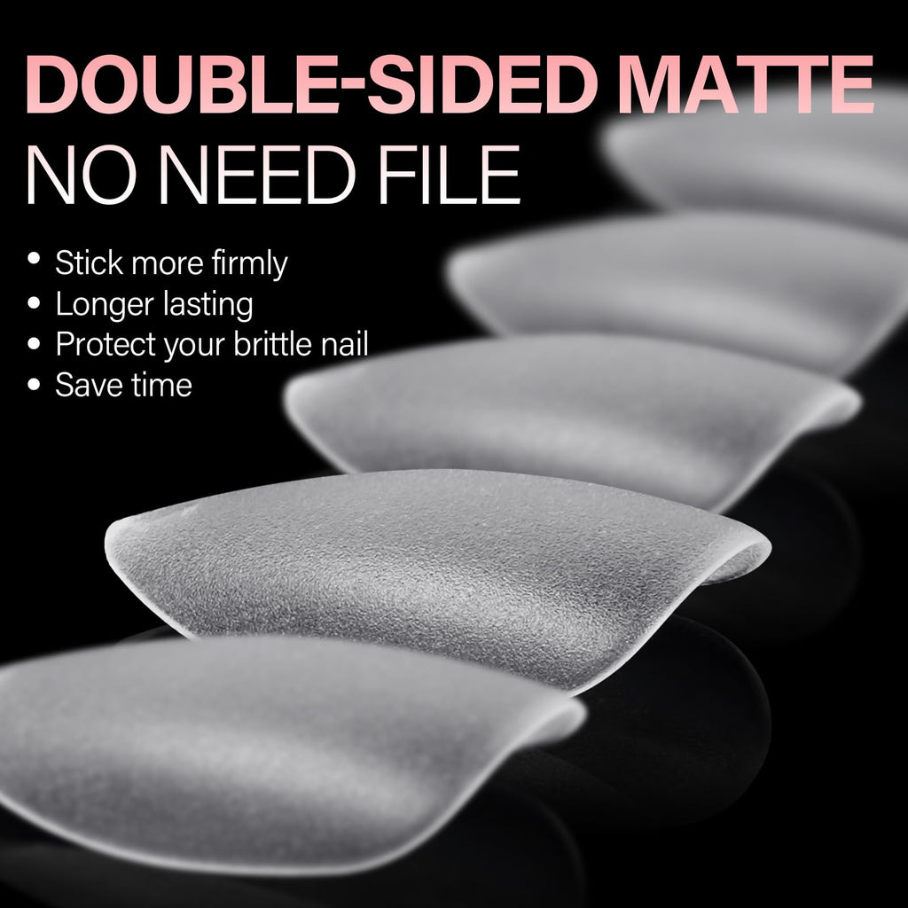 450PCS AILSA short almond nail tips in double-sided matte finish. Available for online order, perfect for brittle nails.