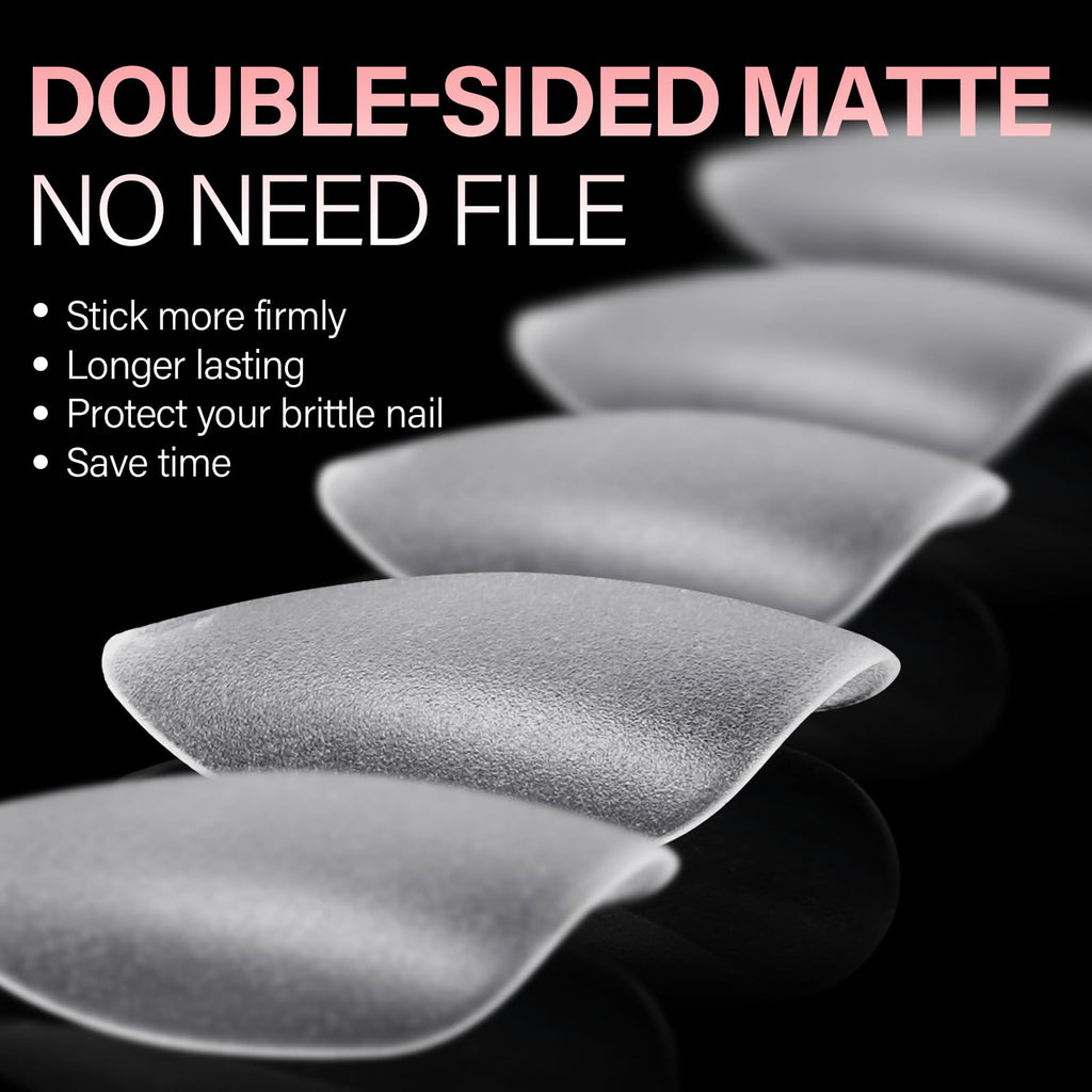 AILLSA Short Almond Nail Tips, 450PCS, double-sided matte design for firm adhesion. Order online now—available in India!