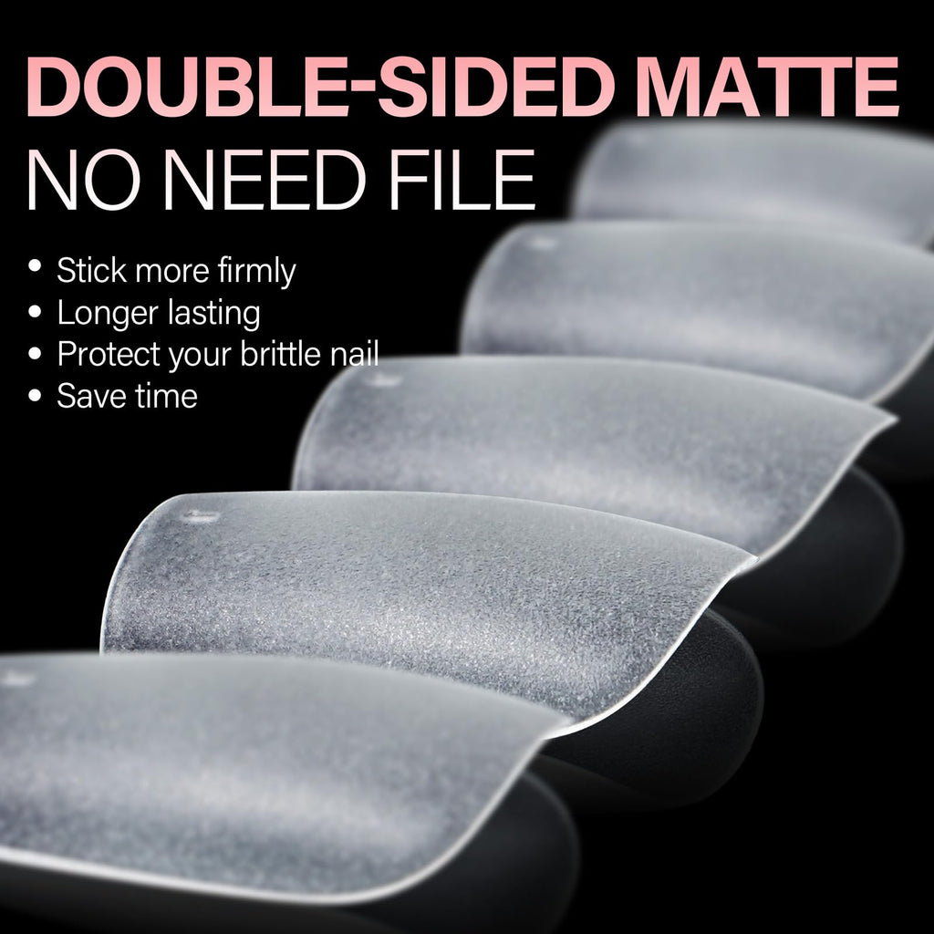 AILLSA Short Almond Nail Tips are double-sided and matte, ensuring a firm stick without filing. Trust CuratCart for quality.