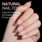 AILLSA Short Almond Nail Tips offer a super thin back edge and pre-shaped design for a perfect fit, with 450 pieces in original packaging.
