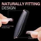 AILLSA Short Almond Nail Tips in 450PCS. Authentic design with thickened front edge for durability and thin back edge for a natural fit.