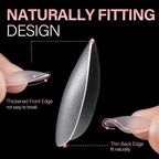 AILLSA 450PCS short almond nail tips feature a naturally fitting design with a thickened front edge for durability.