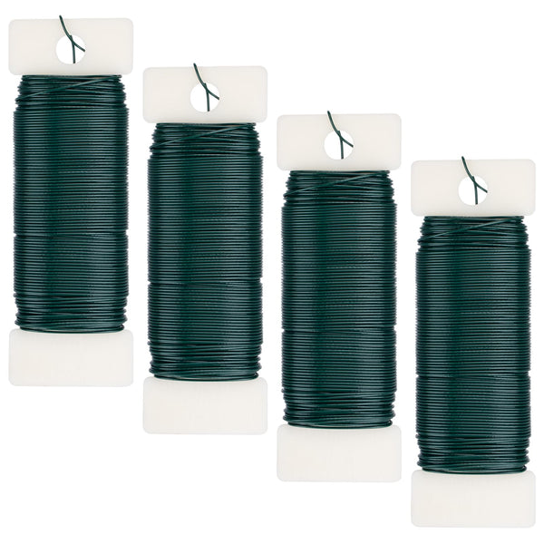 AISOSO 4 Pack Floral Wire, 131 Yards Paddle 22 Gauge Florist, Green