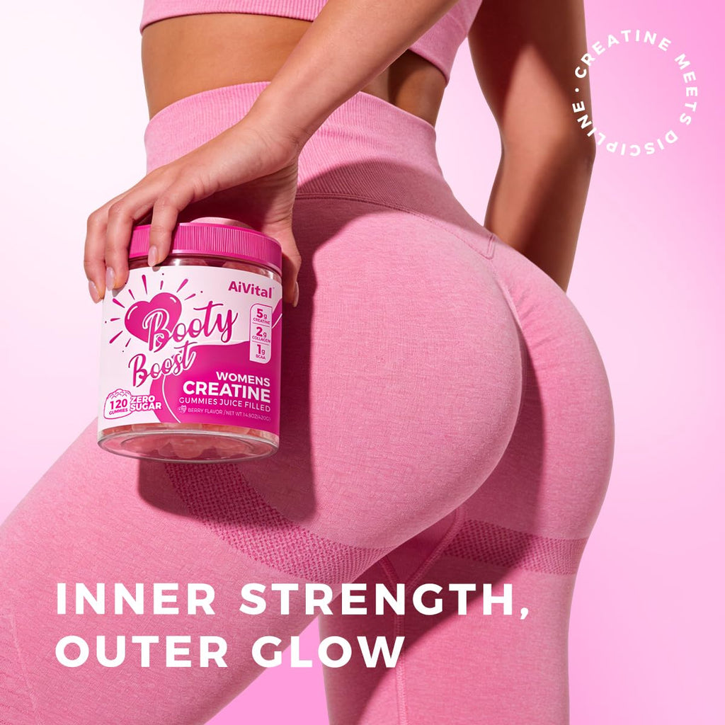 AiVital Creatine Gummies for Women, a premium imported supplement from Curat Cart, designed for inner strength and outer glow.