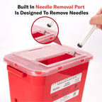 Alcedo Sharps Container with built-in needle removal port, designed for safety and convenience. Available at Curat Cart.