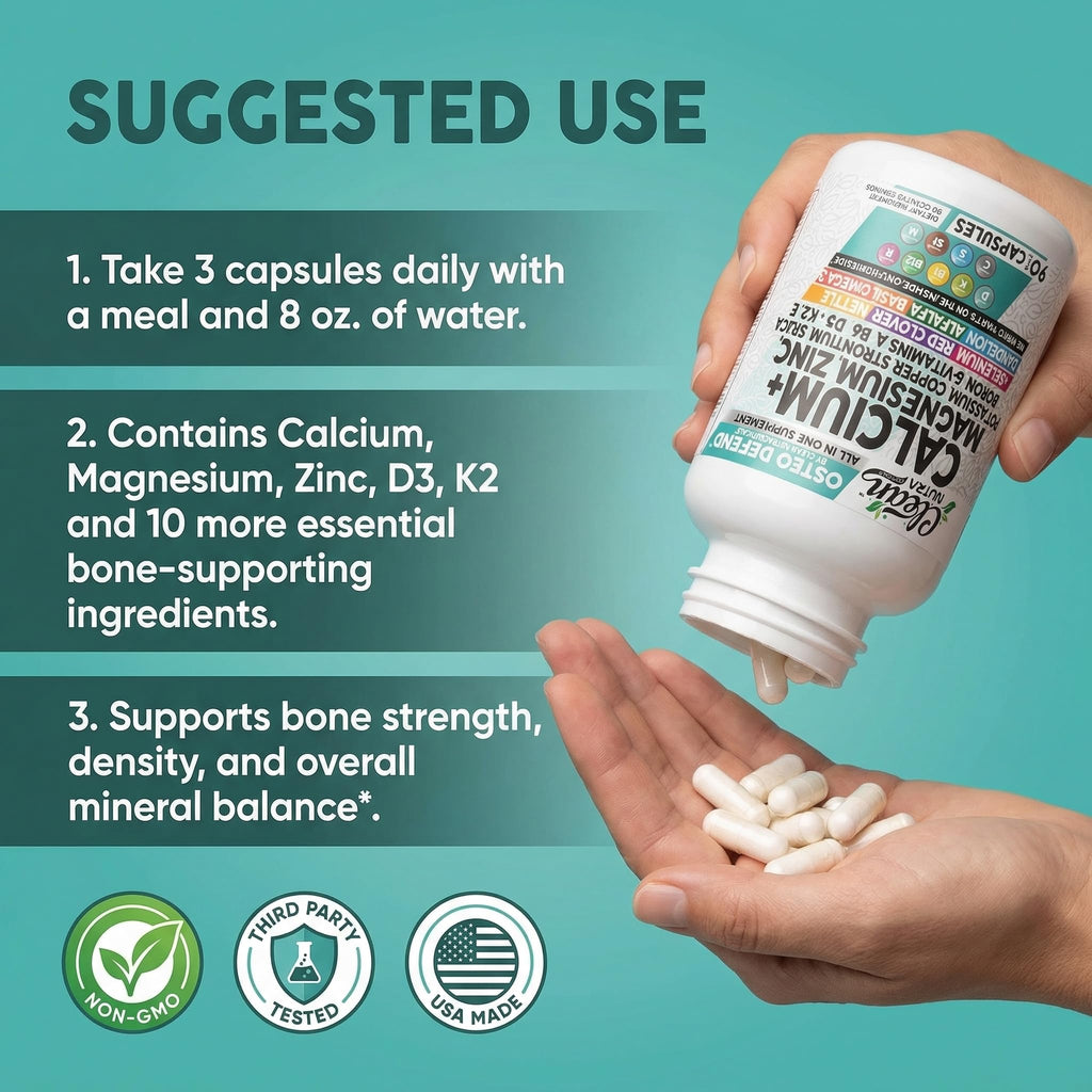 Premium imported Calcium Magnesium Zinc supplement supports bone health and mineral balance. Available at Curat Cart.