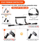 Ally Peaks Pull Up Bar showcases official packaging with premium steel construction, designed to hold up to 500 lbs, available at Curat Cart.