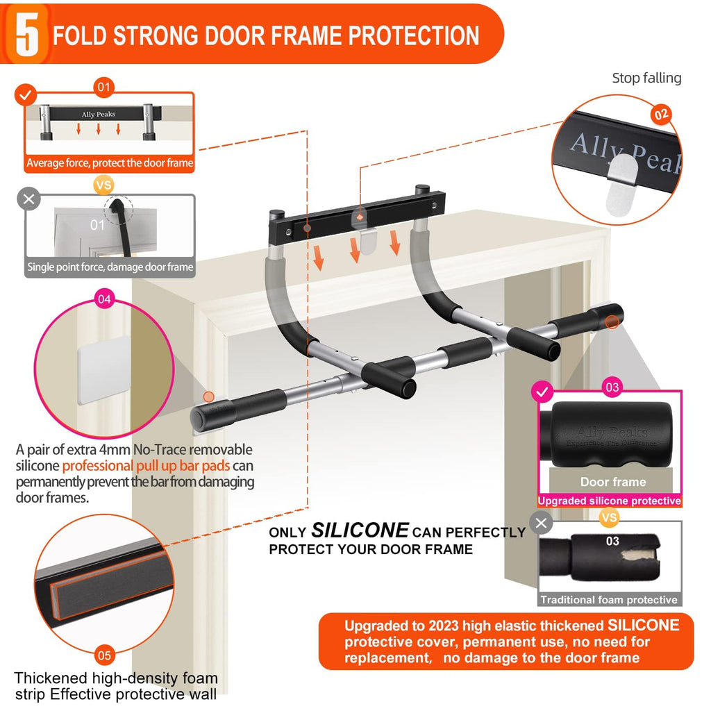 Discover the Ally Peaks Pull Up Bar, specially curated by Curat Cart for superior door frame protection and strength.