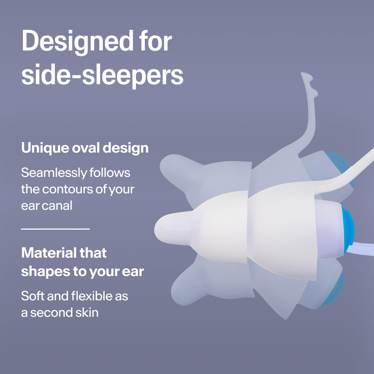 Alpine SleepDeep Earplugs, designed for side-sleepers, feature a unique oval shape and soft material for ultimate comfort. Available at Curat Cart.