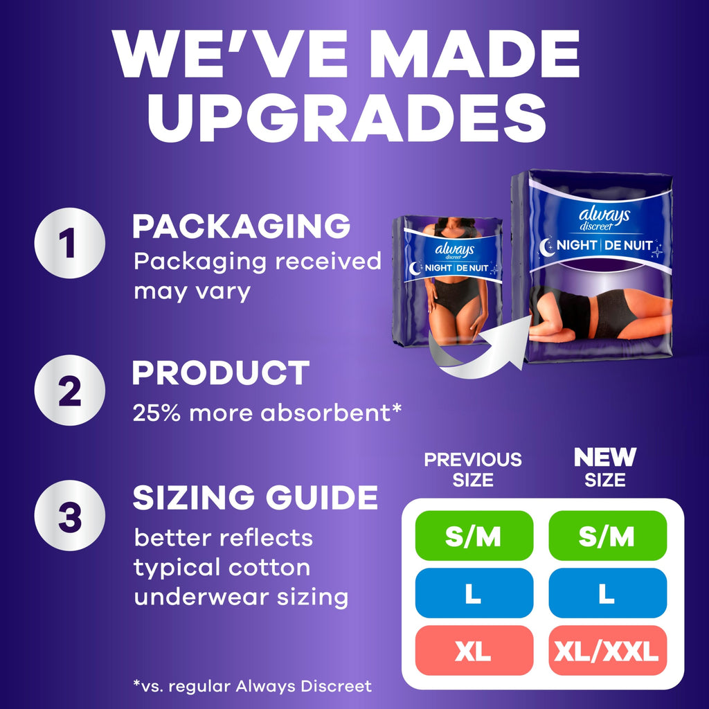 Always Discreet Night Adult Diapers, 100% Authentic, now 25% more absorbent, available at Curat Cart in India.