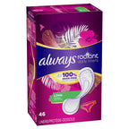 Always Radiant Daily Liners, 100% authentic, available in India at Curat Cart. Long, unscented, and odor-free for daily comfort.