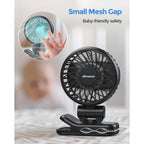 Experience the premium imported AMACOOL Mini Baby Fan, designed for safety with a small mesh gap. Available at Curat Cart.