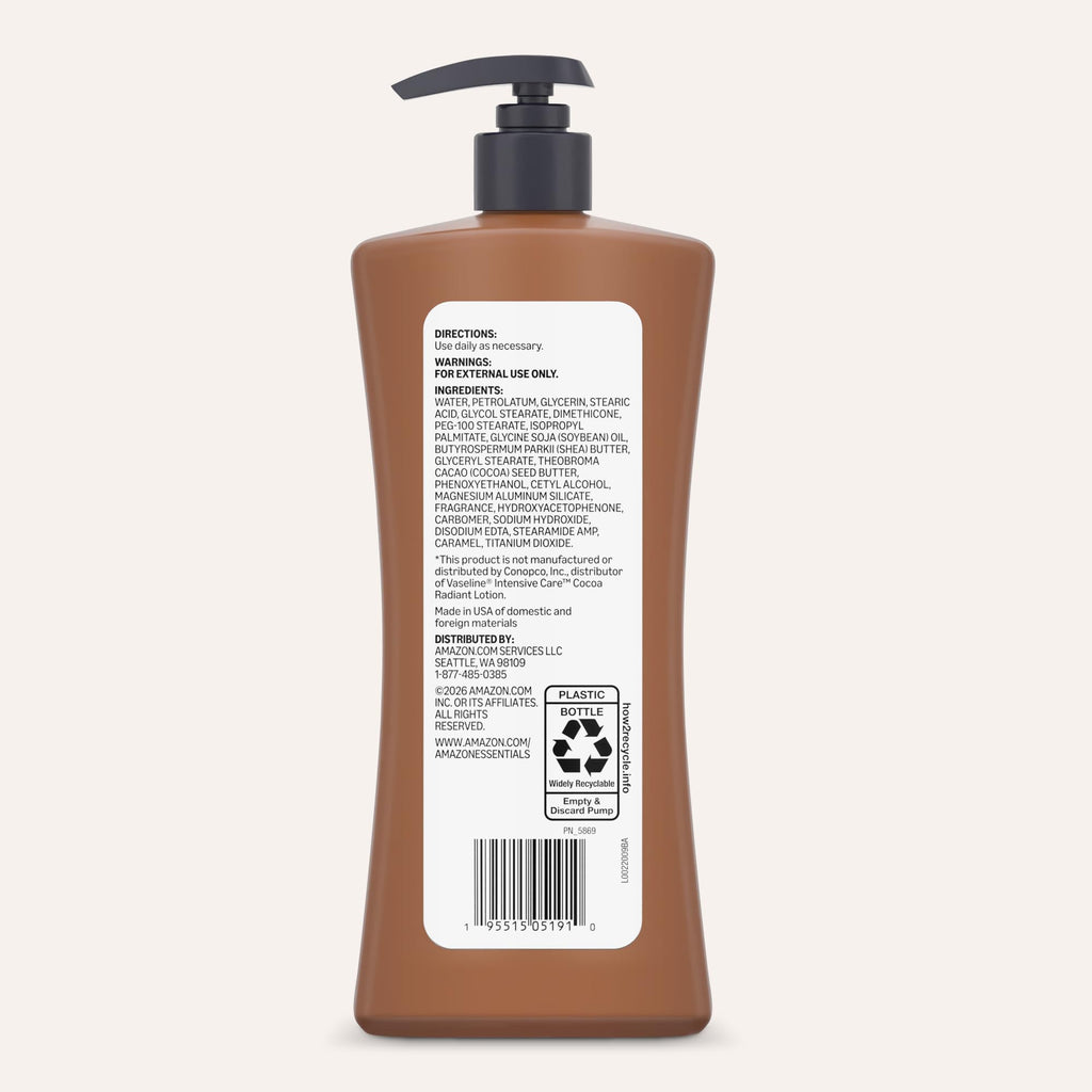 Discover Amazon Essentials Cocoa Butter Lotion, 100% Authentic and available in India at Curat Cart. Moisturize your skin effectively.