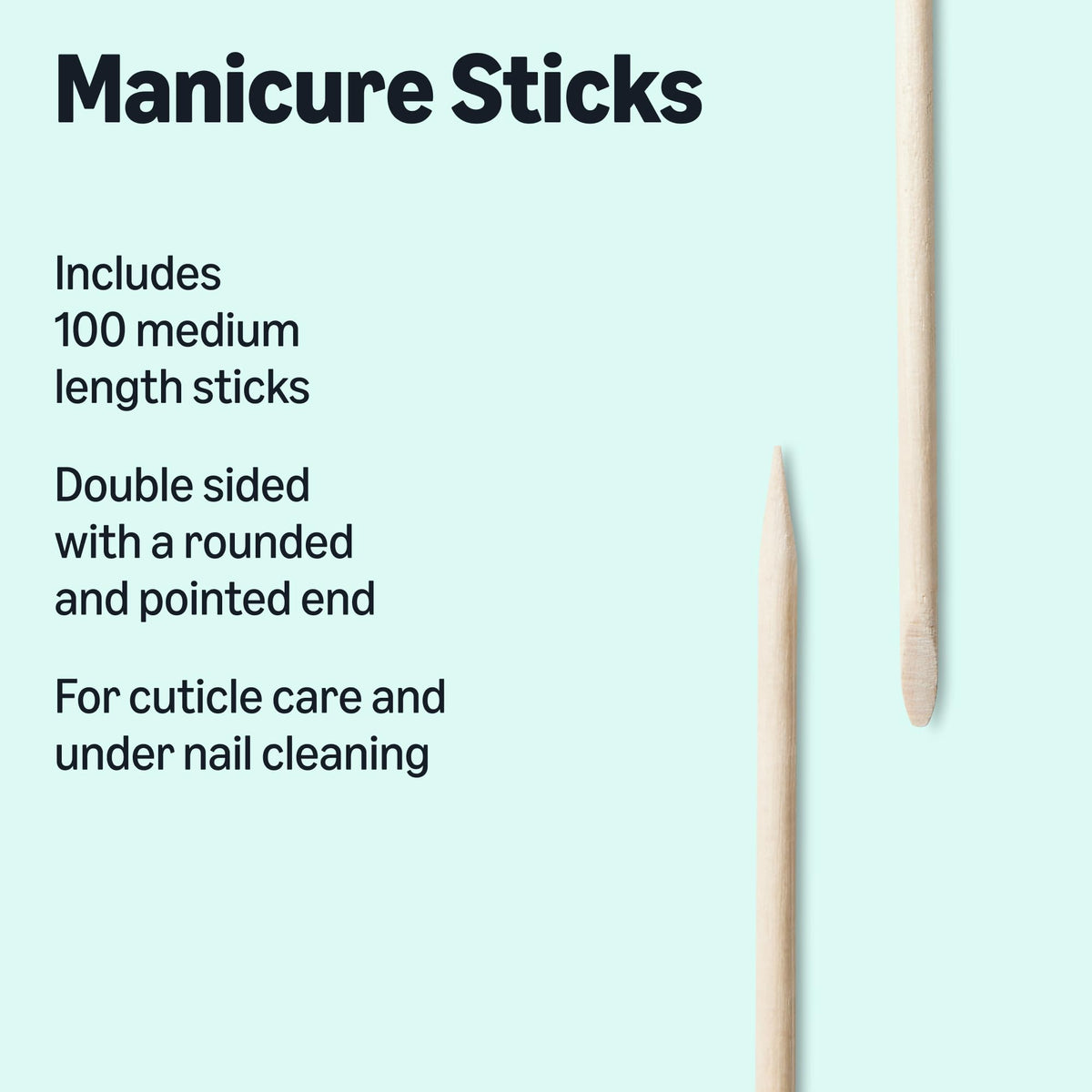 Amazon Essentials Manicure Sticks include 100 medium-length, double-sided sticks for cuticle care and nail cleaning. 100% Authentic, available in India at Curat Cart.