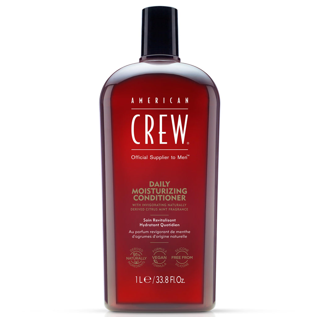 American Crew Daily Moisturizing Conditioner, premium imported, revitalizes hair with natural ingredients. 1L/33.8 fl. oz.