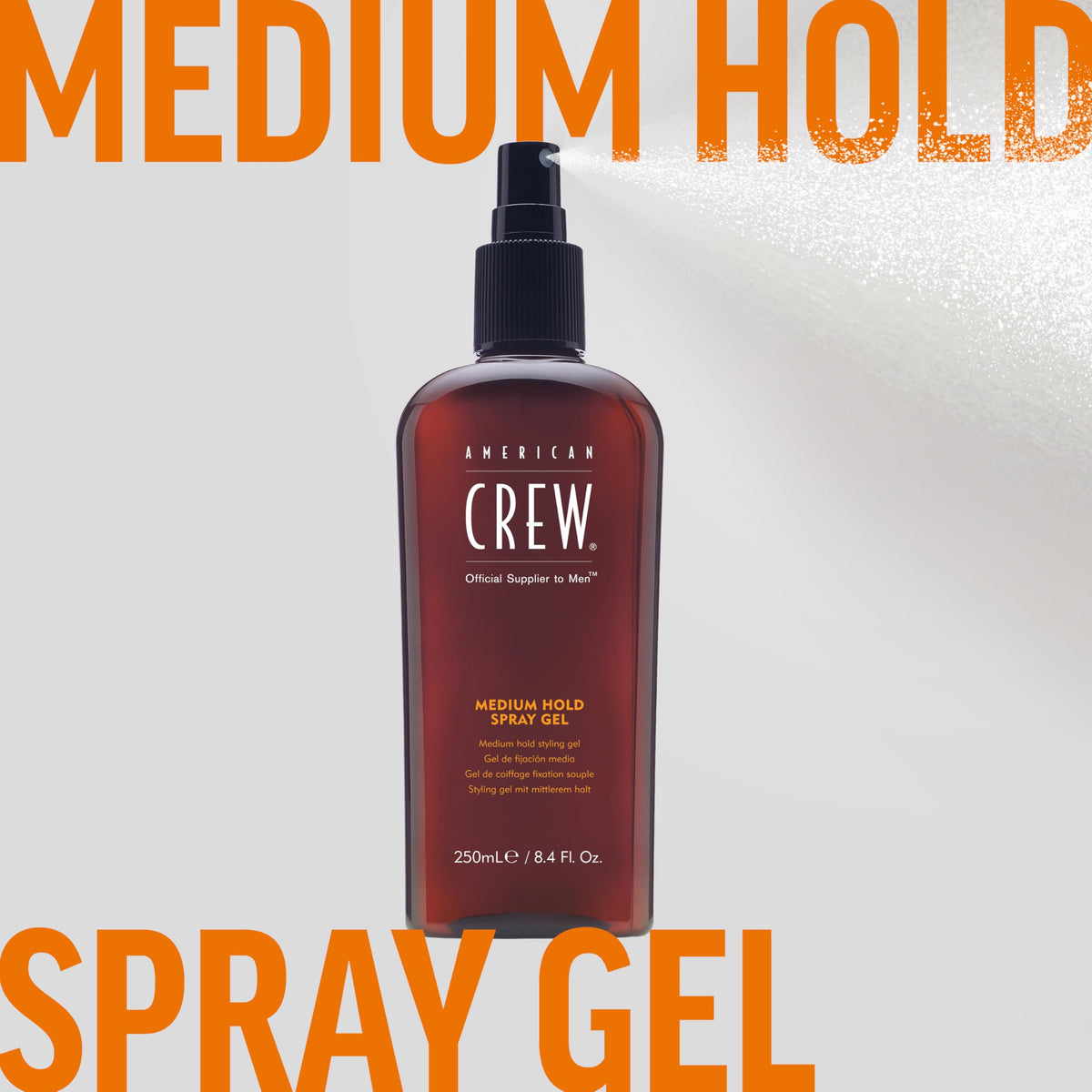 American Crew Men's Medium Hold Spray Gel available for order online. Perfect for styling and achieving lasting hold.