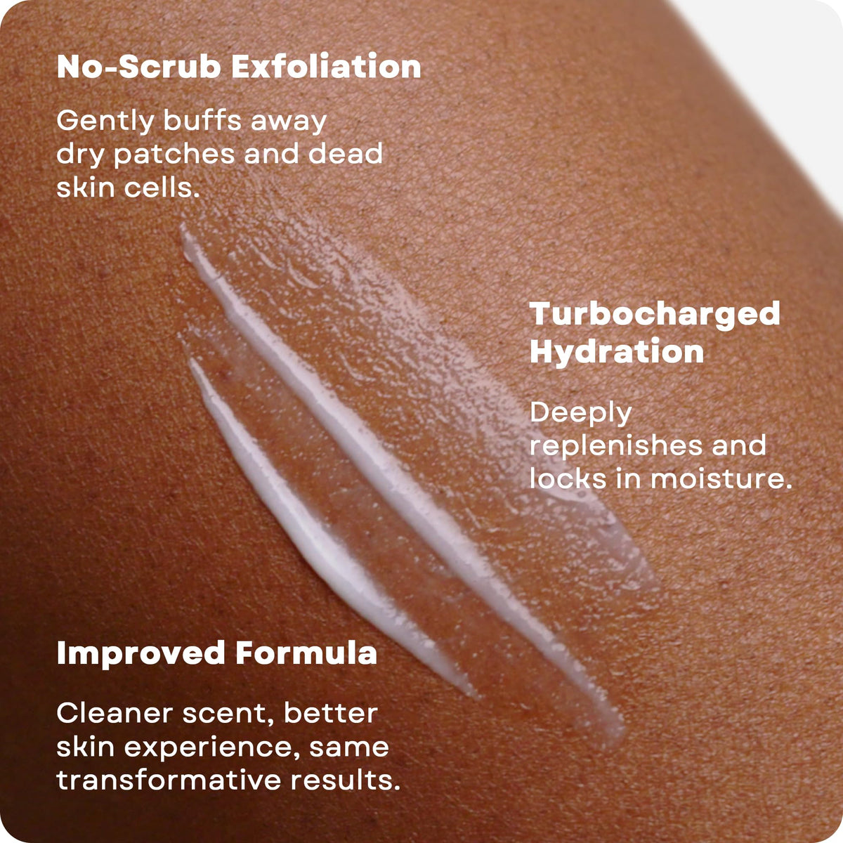 AmLactin Daily Nourish Body Lotion showcases smooth, hydrating lotion on skin, highlighting its exfoliation and hydration benefits.