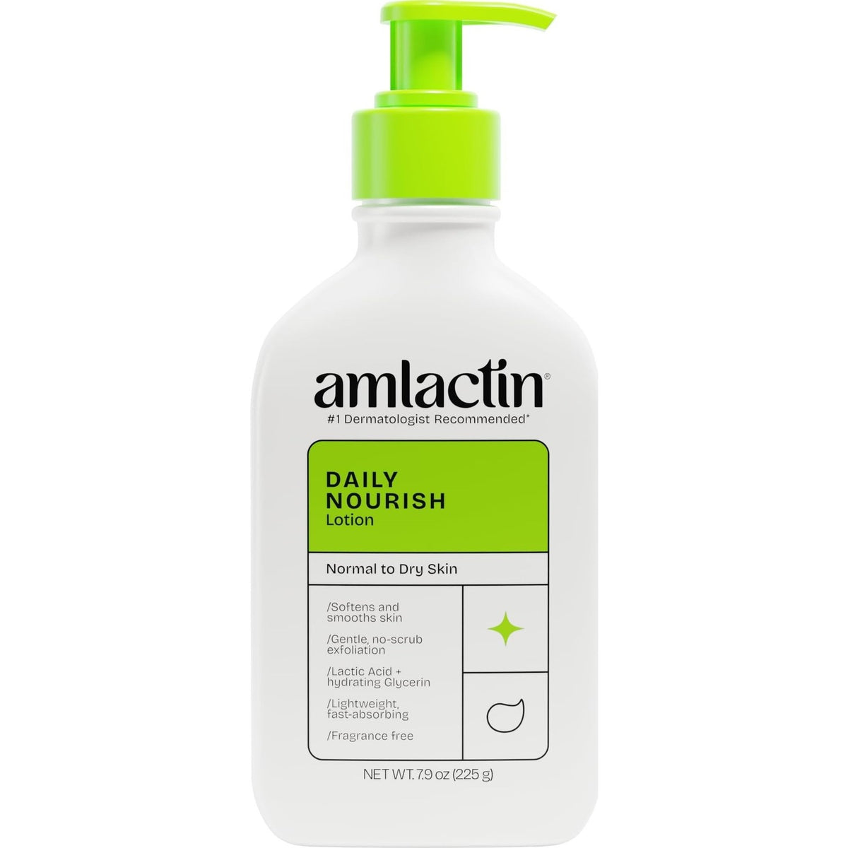 AmLactin Daily Nourish Body Lotion, 100% genuine, hydrates and smooths normal to dry skin with lactic acid.