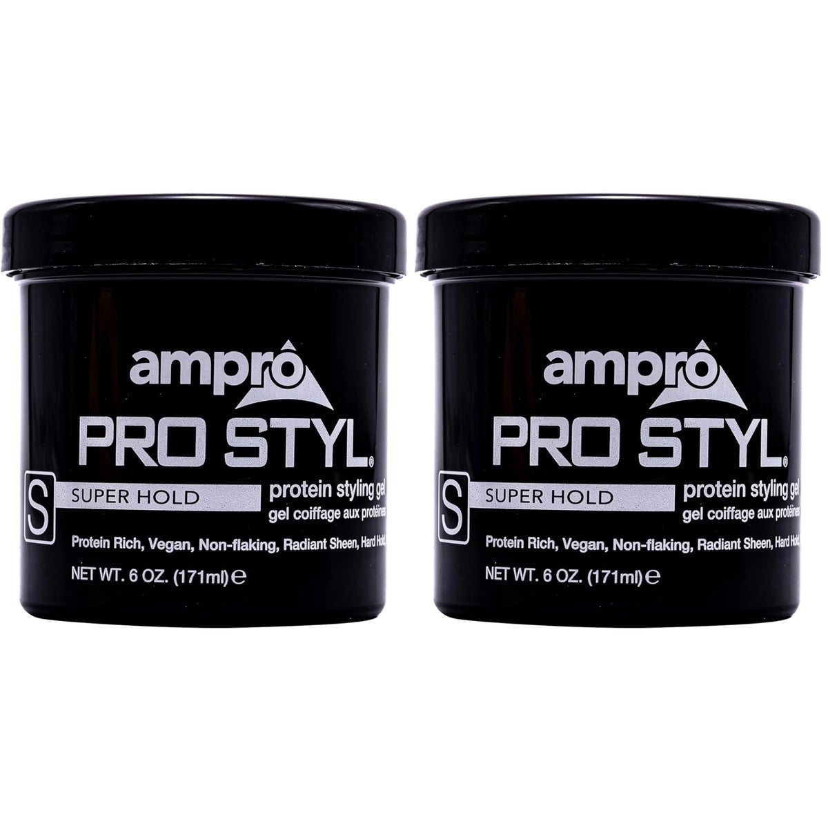 AmPro Pro Styl Styling Gel for super hold, vegan, non-flaking formula. Available online for easy ordering.