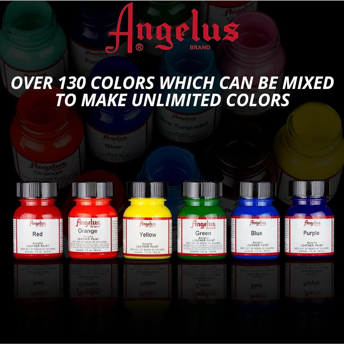 Discover Angelus Acrylic Leather Paint in vibrant shades at Curat Cart, offering over 130 colors for limitless creativity.