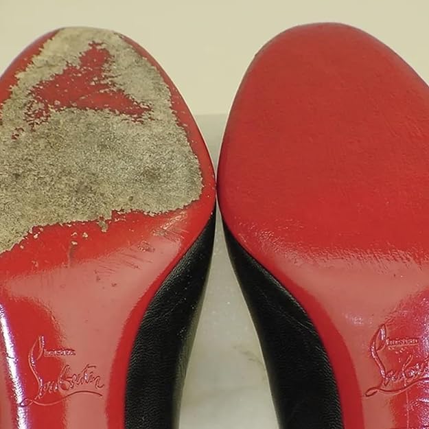 Angelus Walk on Red Paint Restorer restores worn red-soled shoes, showcasing original packaging for effective repairs.