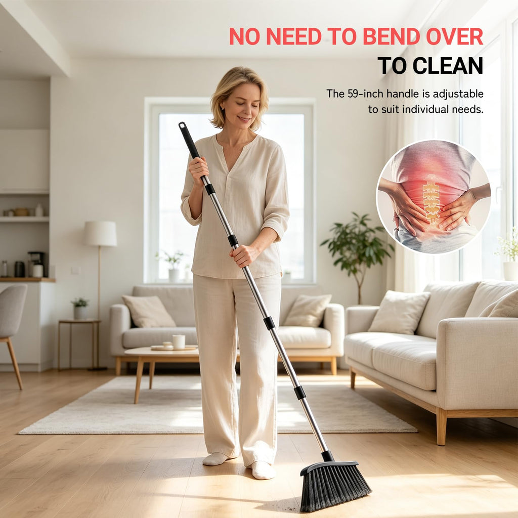 Adjustable 59-inch angle broom in official packaging, perfect for effortless cleaning. Available at Curat Cart.