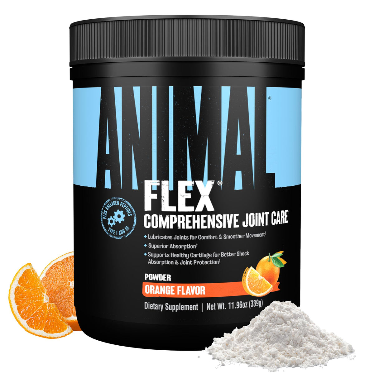 Animal Flex Powder in orange flavor, 100% genuine joint support supplement for comfort and mobility. Perfect for your needs.