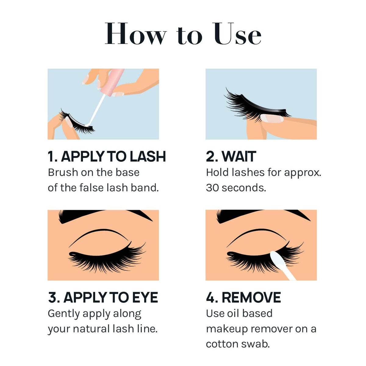 Step-by-step guide for using AOA Studio Eyelash Lash Glue Enhancers. Trusted by CuratCart for quality.