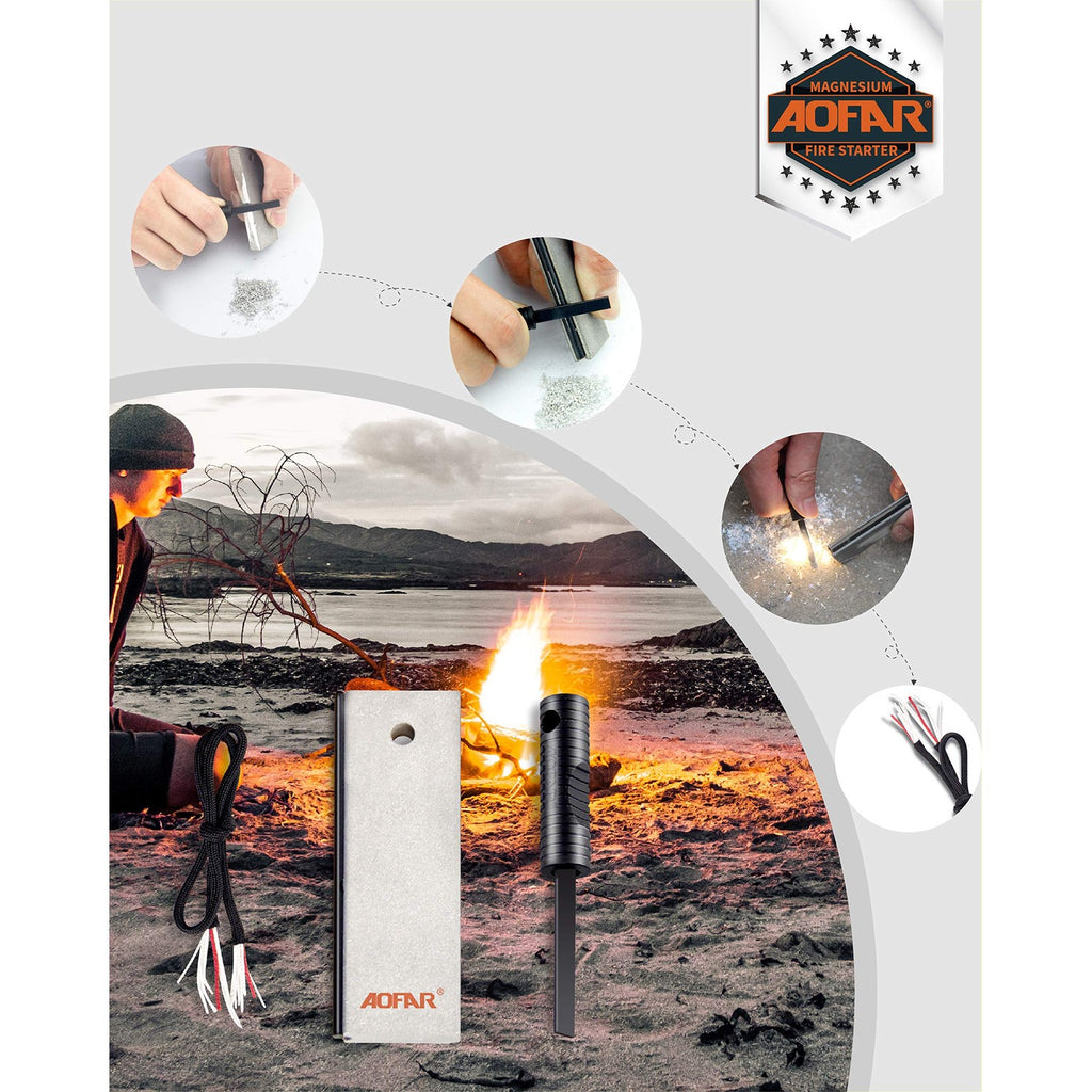 Discover the AOFAR Magnesium Fire Starter, 100% Authentic and available at Curat Cart for reliable outdoor use.