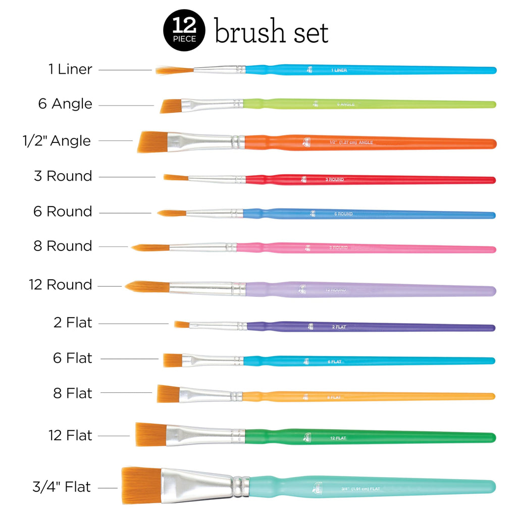Explore the exclusive Apple Barrel Acrylic Craft Paint Kit featuring a 12-piece brush set, specially curated by Curat Cart for your artistic needs.