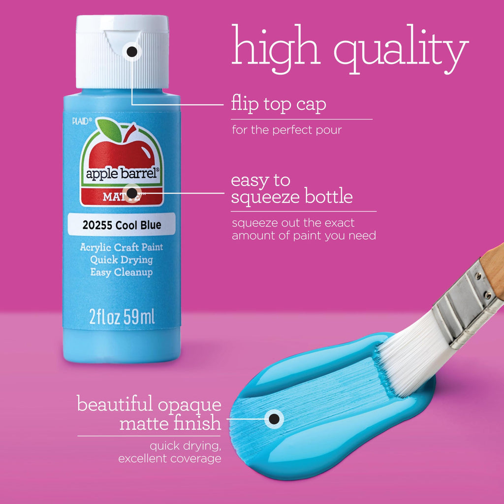 Acrylic Craft Paint Kit from Apple Barrel offers easy squeeze bottles for precise pouring. Perfect for creative projects. Available at Curat Cart.