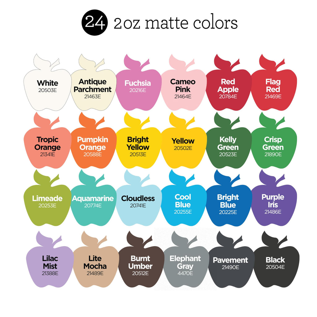 Explore the vibrant Apple Barrel Acrylic Craft Paint Kit with 24 premium 2 oz matte colors, showcasing high-quality finish. Available at Curat Cart.